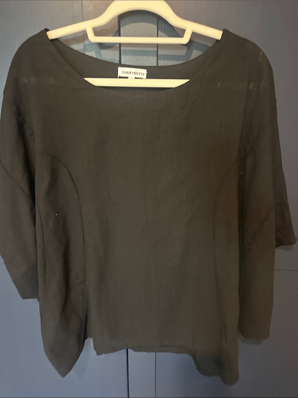 Cherybetty Black Boat-Neck Women's Blouse